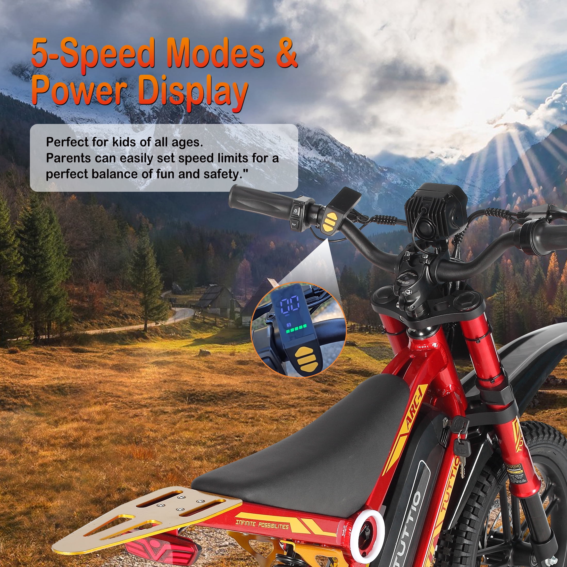 TUTTIO ARC-1 750W Mini Electric Dirt Bike(silver), 5-Speed Modes Electric Motorcycle, 22MPH, 16" Tires, 36V Battery, 25 Miles Range