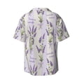 thumbnail image 5 of Uemuo Lavender Flowers Pattern Cotton Linen Short Sleeve Shirts,Casual Lightweight Button Down Shirts,Vacation Beach Summer Tops-, 5 of 7