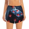 thumbnail image 2 of Hirioo Cosmic Red Sparkle Dice for Women's Double Layer Athletic Shorts High-Performance Gym Shorts with Inner Pocket, Elastic Waistband-X-Large, 2 of 7