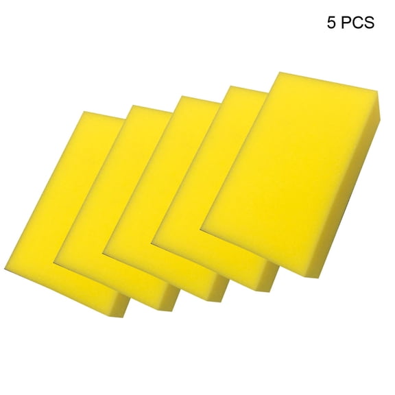MANNYA 5 Pcs Yellow Car Wash Wax Square Sponge for Extra Soft Large Size Washing Cellulose Super Absorbent Multi-use and Maintenance Tool Parts