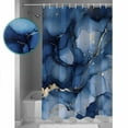 thumbnail image 3 of Abstract Art Shower Curtain Set ，Waterproof Fabric Shower Curtains Blue Gold Gradient Marble Texture Shower Curtains for Bathroom,Bathroom Decor 72"x72", 3 of 6