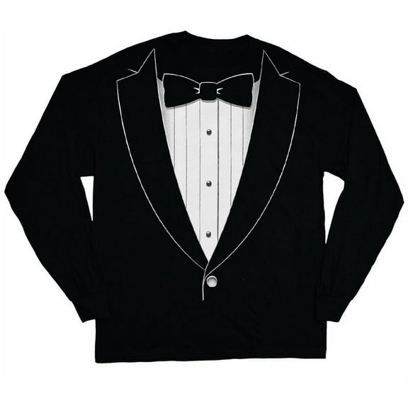 Tuxedo T-shirt Men's Long Sleeve Tee Black