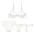 thumbnail image 4 of Women's See Through Unlined Underwire Bra Thongs Panties High Waist 4 Pcs, 4 of 5