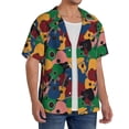 thumbnail image 2 of Xecao Colored Guitars Men's Casual Short-sleeved Shirt, a button-up collared shirt with a pocket-Small, 2 of 5