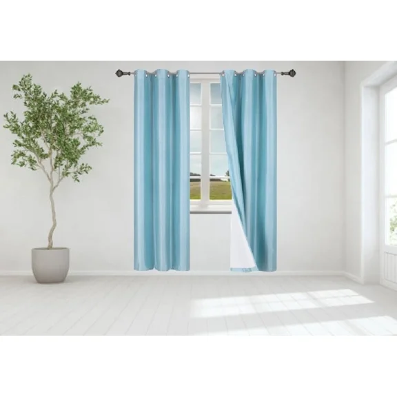 Gorgeous Home Linen Set of 2 panels Light Blue Color Room Darkening Blackout Grommet Window Curtain 37"x 84" Each for Any Room Décor