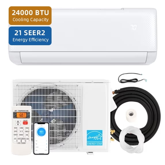 ALPULON 24000 BTU Ductless Mini Split Air Conditioner & Heater, 21 SEER2 Energy Star Certified Heat Pump, WiFi Enabled AC Heating & Cooling System