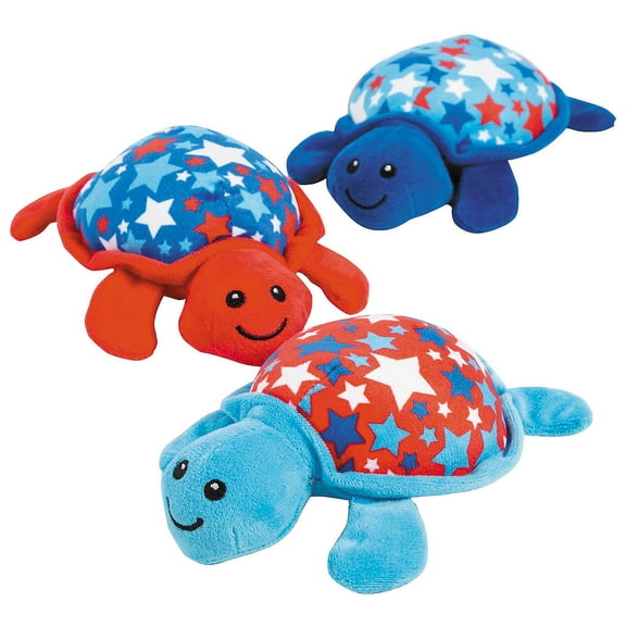 Fun Express 3 1/2" x 6 1/2" Patriotic Stuffed Turtles with Star Shells - 12 Pc.