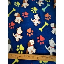 Lilly Craft Puppies and Bones on Blue Print Fleece Anti-Pill FABRIC 58-60" Wide Sold by the Yard