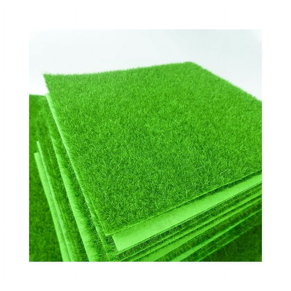 Jinsinto Mini Artificial Lawn Miniature Square Artificial Grass 15x15cm Synthetic Grass Mat Square Fake Lawn 10pcs