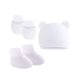 thumbnail image 5 of Guantes de algodón tejidos antiarañazos para bebés, gorro y funda para pies, conjunto para recién nacidos, 5 of 5