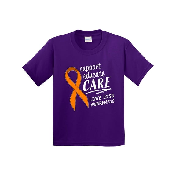 Inktastic Support Educate Care Limb Loss Awareness Orange Ribbon Youth T-Shirt