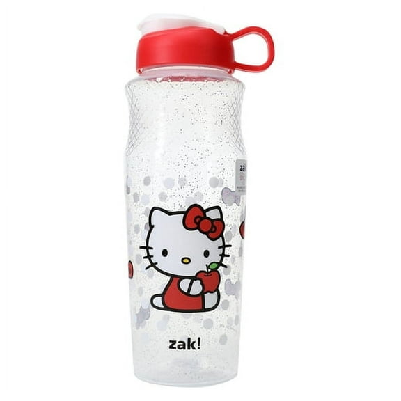 Hello Kitty Glitter Water Bottle 30oz - Clear/White - Zak