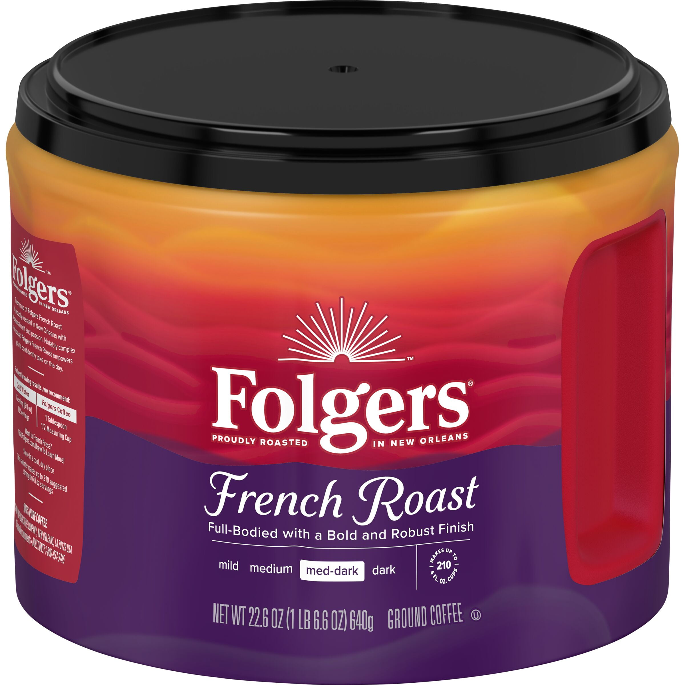 Folgers French Roast MediumDark Roast Ground Coffee, 22.6 oz. Canister