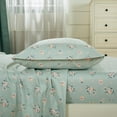 thumbnail image 4 of Chezmoi Collection Thistle 4-Piece Tranquil Floral Bed Sheet Set, Soft Green White Floral Printed Microfiber 14-Inches Deep Pocket Sheets & Pillowcases Set, King, 4 of 9