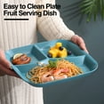 thumbnail image 3 of Tnobhg Rectangle Dinner Plate 3 Compartments Food Grade PP Dishwasher Safe Adults Kids Breakfast Snack Vegetable Meal Food Serving Dish Kitchen Supplies, 3 of 7
