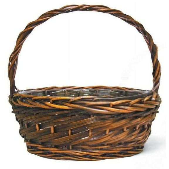 MDR Trading AI-4082JAVAC-Q01 Round Long Handled Willow Basket, Brown