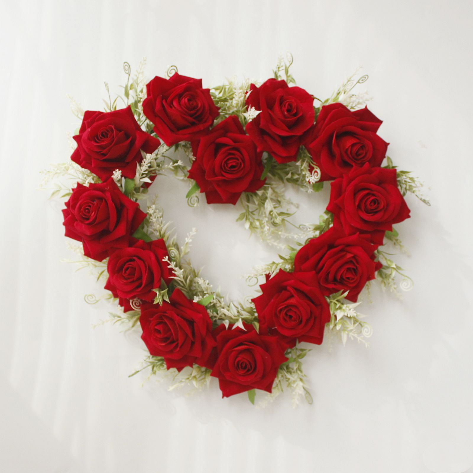 15 Inch Wedding Wreath Artificial Red Rose Wreath for Valentine's Day