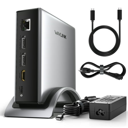 WAVLINK Laptop Dock Station, 8K Displayport & HDMI Triple Display USB Dock with 140W Charging, RJ45, Up to 10Gbps USB-C Data Transmission