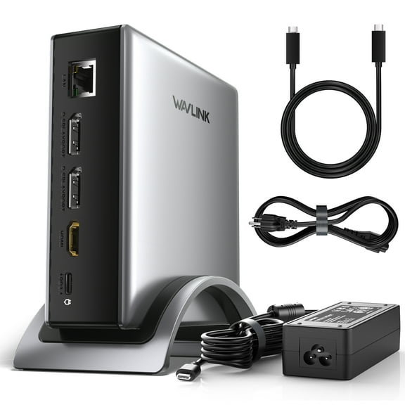 WAVLINK Laptop Dock Station, 8K Displayport & HDMI Triple Display USB Dock with 140W Charging, RJ45, Up to 10Gbps USB-C Data Transmission