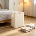 thumbnail image 5 of Dvumao 15.8x12x12 in Collapsible Linen Laundry Hamper, Waterproof Clothes Basket with Wooden Handles, Large Capacity Organizer, 5 of 6