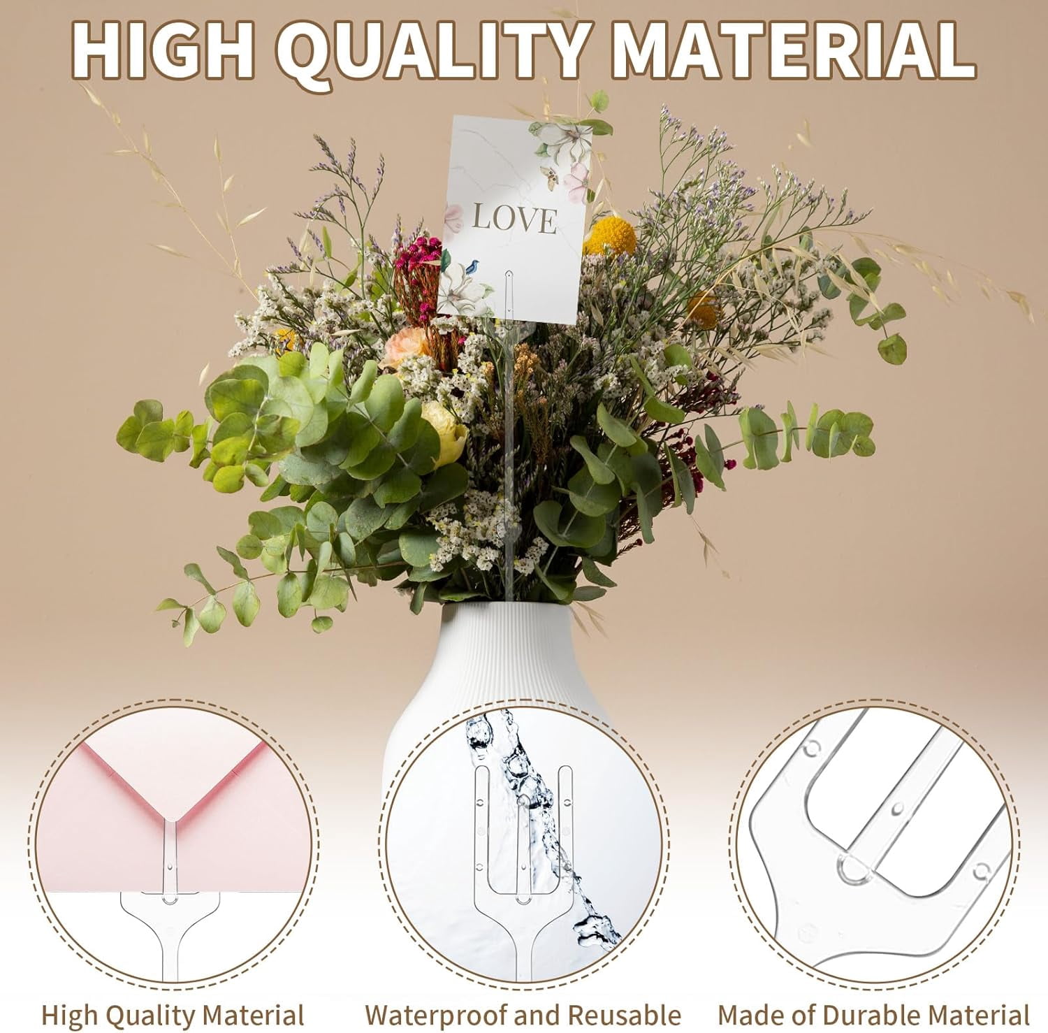240 Pcs Floral Picks Card Holder Plastic Straight Head Flower Card Holder Stick for Photo Floral Bouquet Arrangement Valentine Wedding Birthday Party Decoration (Fork Shape, 9.4 Inch)