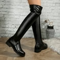 thumbnail image 6 of Black Black Over The Knee Boots With Round Toe And Chunky Heel For A Sleek And Stylish Cold Weather Look, 6 of 9