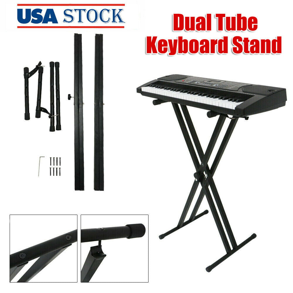Dual X Kuyal Heavy-Duty Double-X Adjustable Piano Keyboard Stand and Classic Piano Bench
