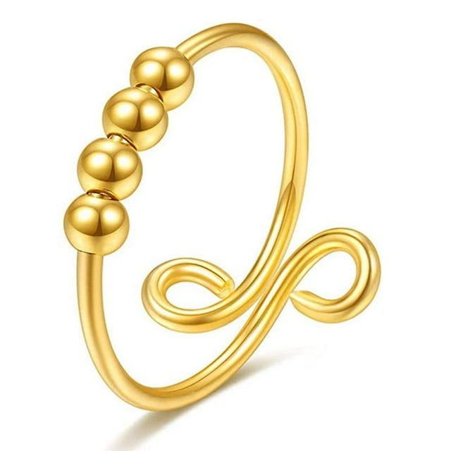 Anillo De Ansiedad Cuentas Para Mujer Anillo De Cuentas Fidget Anillo De Ansiedad Girar Libremente Anillos De Alivio De Estrés De Cuentas Para Regalo seitruly AP007343-01