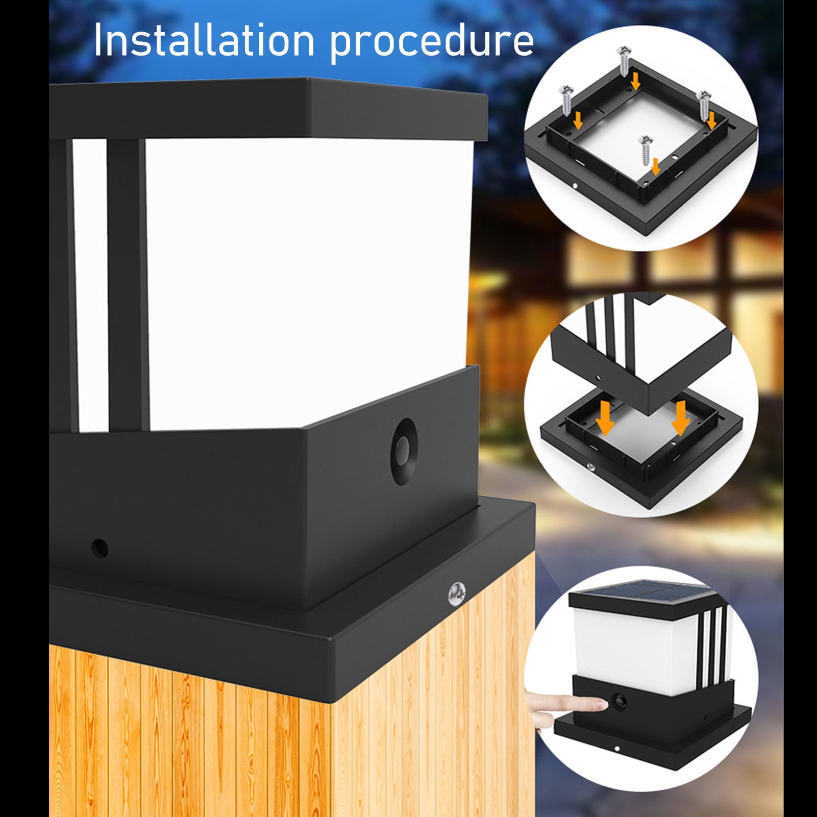 Patio Decor Outdoor Solar Lamp Post Light, Waterproof Outdoor Solar Post Cap Light for Courtyard