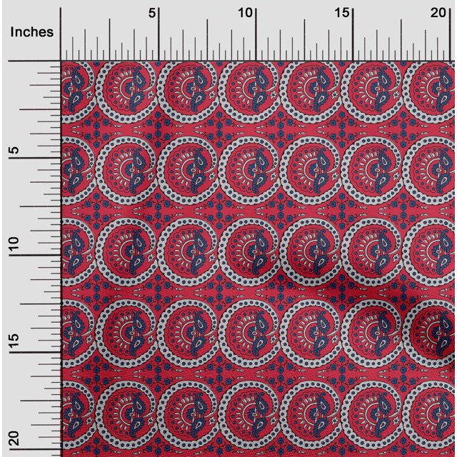 oneOone Silk Tabby Fabric Floral & Paisley Block Print Fabric By Yard 42 Inch Wide