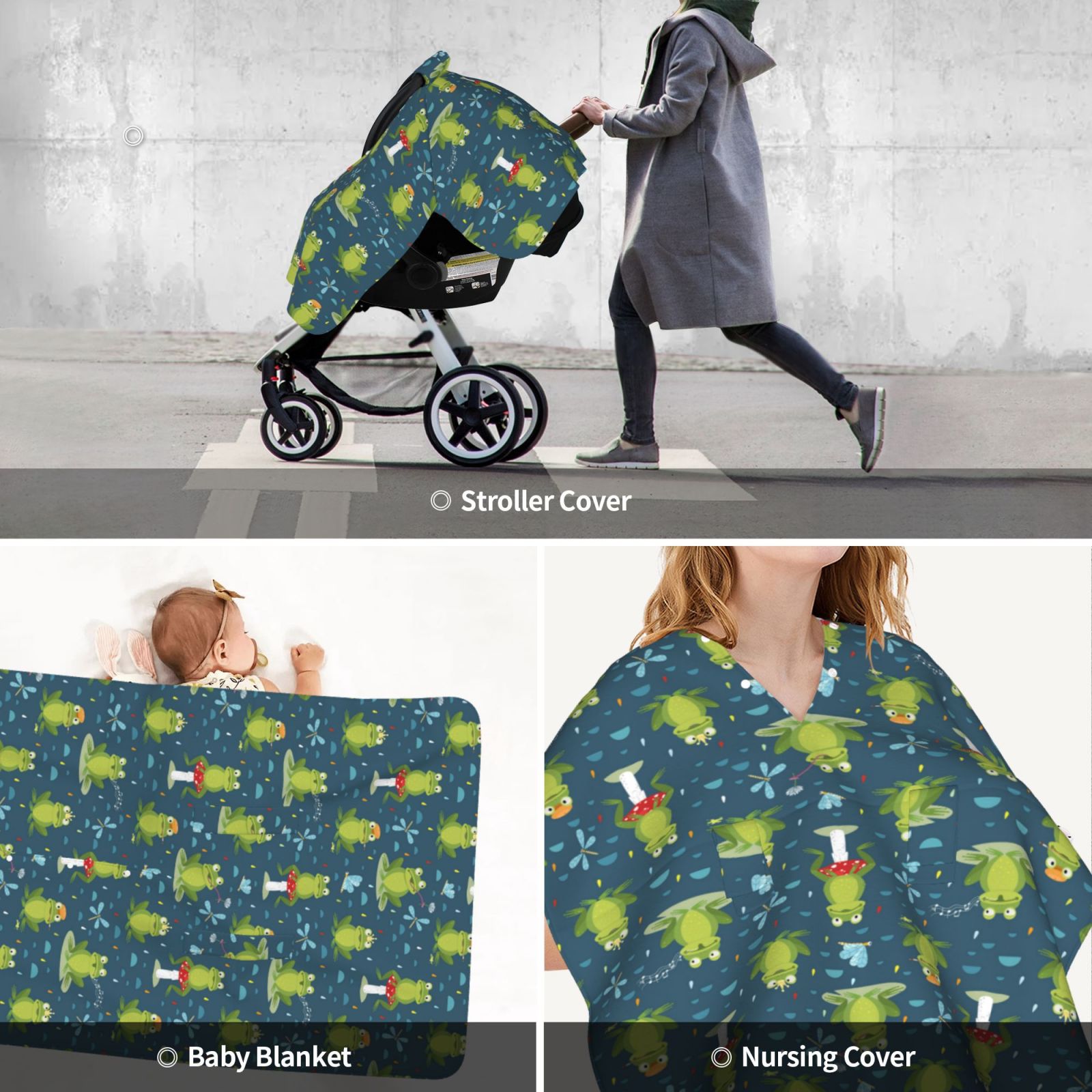 Car Seat Cover Baby - funny frogs dragonfly Raining Breathable Infant Car Seat Cover for Baby Carseat, Lightweight Comfort Baby Essentials Must Haves Newborn Stuff for Girl Boy