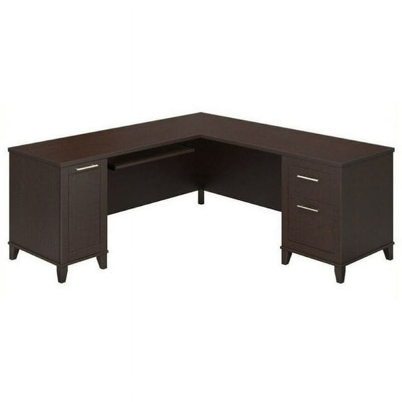 Bowery Hill 71" L-Shaped Desk in Mocha Cherry