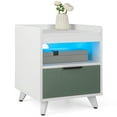 thumbnail image 1 of Gymax Nightstand Modern Beside End Table w/ LED Lights Open Compartment & Drawer, 1 of 10