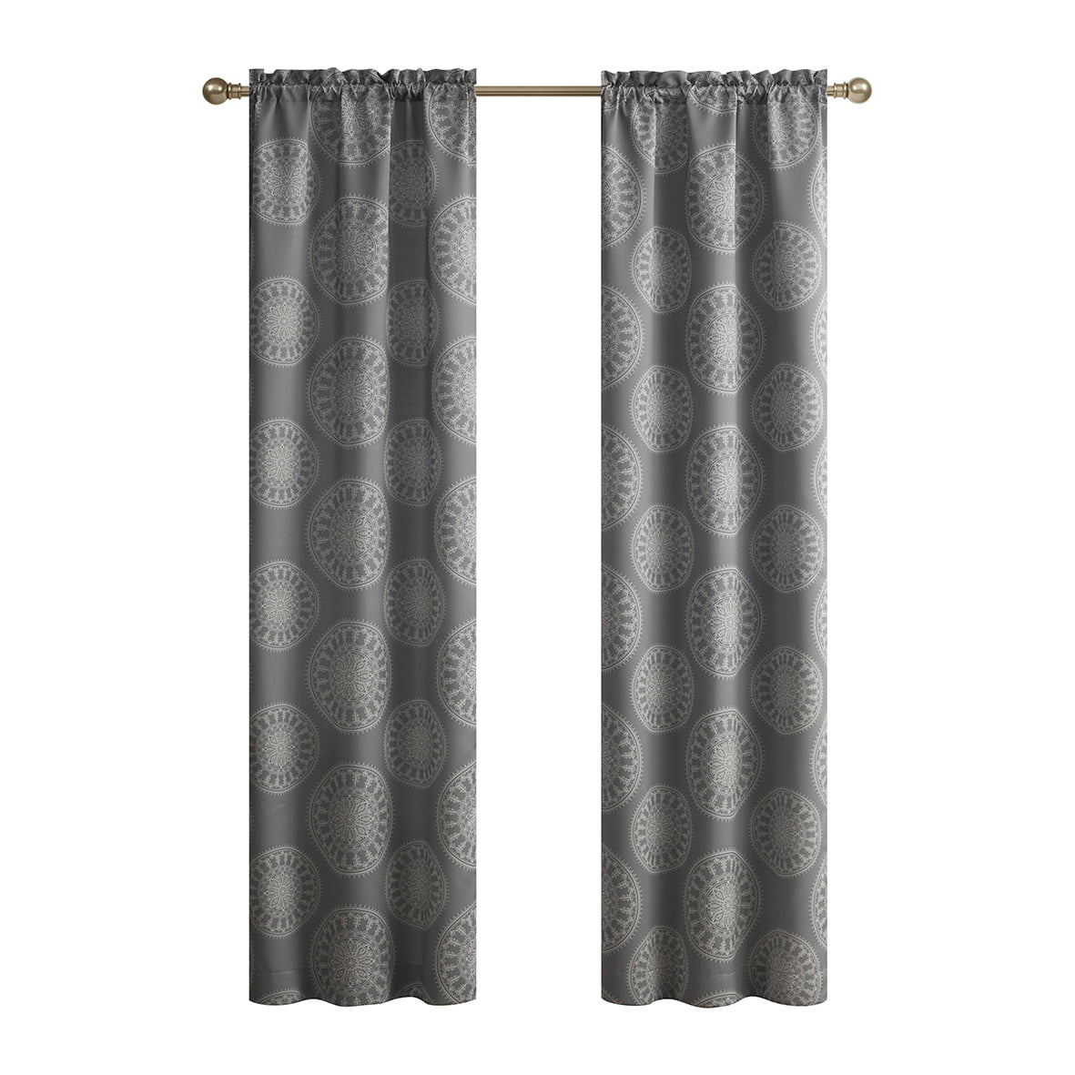 (2 pack) Mainstays Blackout Curtain Panel Pair, Set of 2, Medallion Gray, 30"W x 84"L