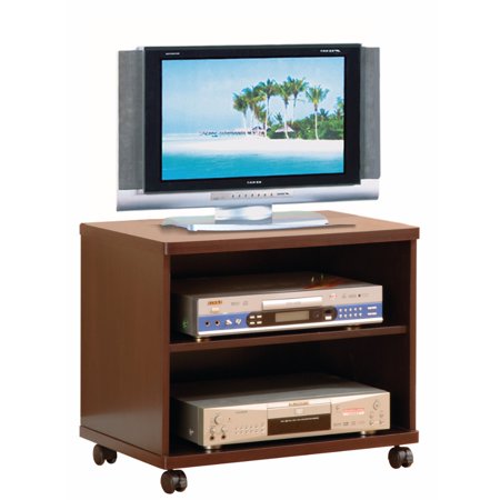 - Transitional Style TV Cart With Open Shelves, Brown