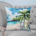 thumbnail image 4 of 26x26 Pillow Covers Set of 2, Summer Beach Throw Pillow Covers Decorative Couch Cushion Case, Tropical Coastal Palm Tree Surfboard Microfiber Square Pillowcases for Bedroom Car Living Room, 4 of 7