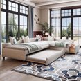 thumbnail image 3 of Duxelifin Upholstered Double Twin Size Daybed with Trundle & Drawer for Studios, Guest Rooms and Home Offices, Beige, 3 of 7