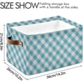 thumbnail image 4 of 2 Pack Fabric Storage Basket Turquoise Blue Checked Closet Storage Bins with Handles Foldable Baskets for Shelves Toy Organizer Home Office Decor Gifts, 4 of 7
