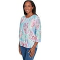 thumbnail image 3 of Alfred Dunner Womens Butterfly Crewneck Three Quarter Sleeves Top, 3 of 4