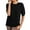 Black, variant on Women's Short Sleeve Knit Tee Round Neck Loose Fit Hem Detail Casual Top