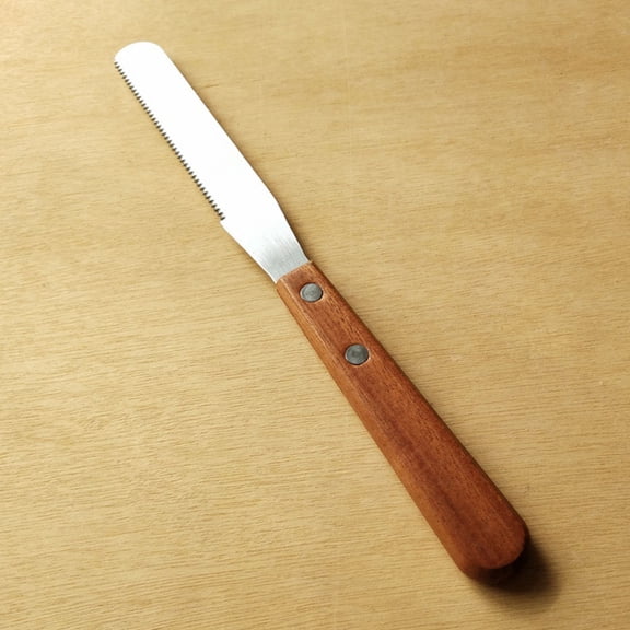 Vestitly Cutter Wooden Handle Stainless Jam Spread Cheese Cheese Scraper Toothed Bread Butter Butter