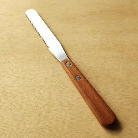

AZZAKVG Wooden Wooden Handle Stainless Steel Jam Spread Cheese Scraper Toothed Bread Butter