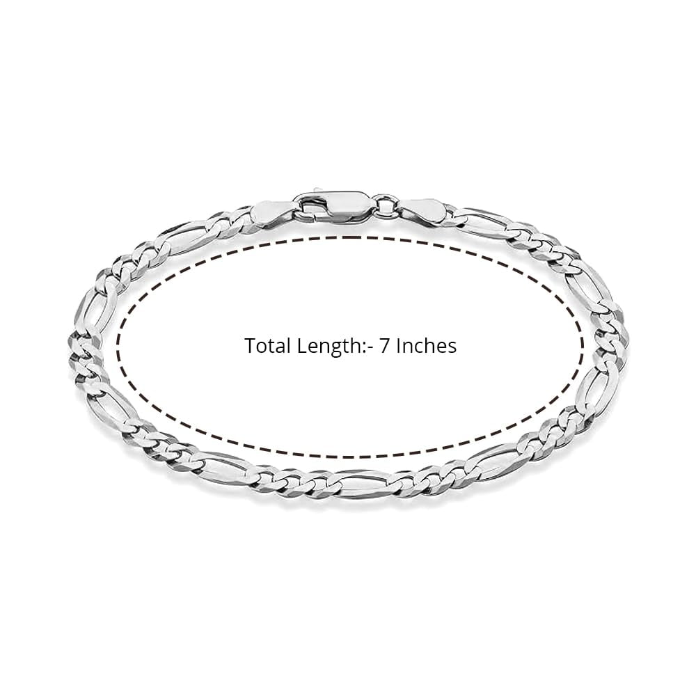 LeCalla Solid 925 Sterling Silver Figaro Chain Bracelet for Men and Women | Italian 4MM Diamond-Cut Figaro Link Chain Bracelets 7" Inches