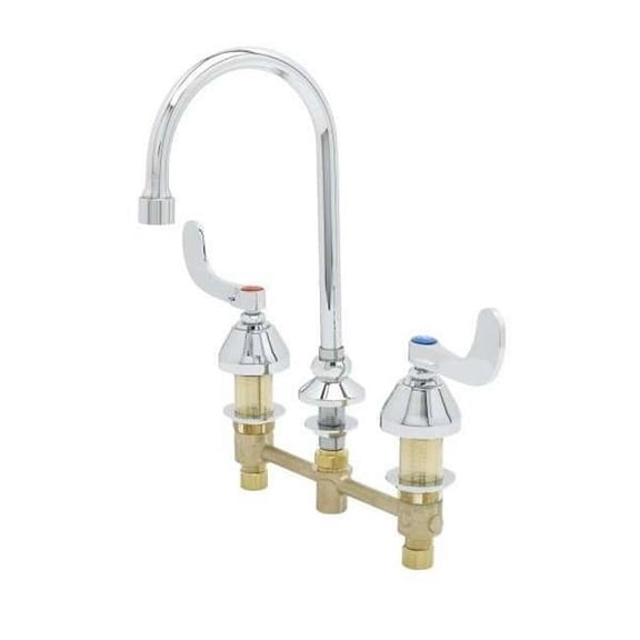 T&S Brass B-2866-05-VF05 8 in. 0.5 GPM VR Non-Aerated Centers Swivel Gooseneck Medical Faucet with 4 in. Wrist Action