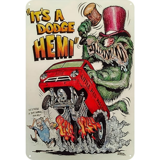 Placa Metal Vintage Rat Fink Pintura Hierro Rectangular Del Pared 30x40cm