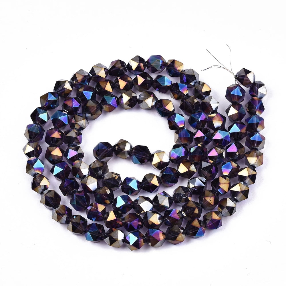 10strands Electroplate Transparent Glass Beads Strands AB color Faceted Round Indigo 6x5.5x5.5mm Hole: 1mm about 100pcs/strand 22.44 inch(57cm)