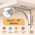 thumbnail image 3 of Classic Shelf Bracket Set by Balin Designs (Chrome) for 6 inch, 8, 10 inch Mantel Shelves L Brackets – Heavy Duty Decorative Metal Supports – Easy Installation with Hardware Included - Set of 4, 3 of 9