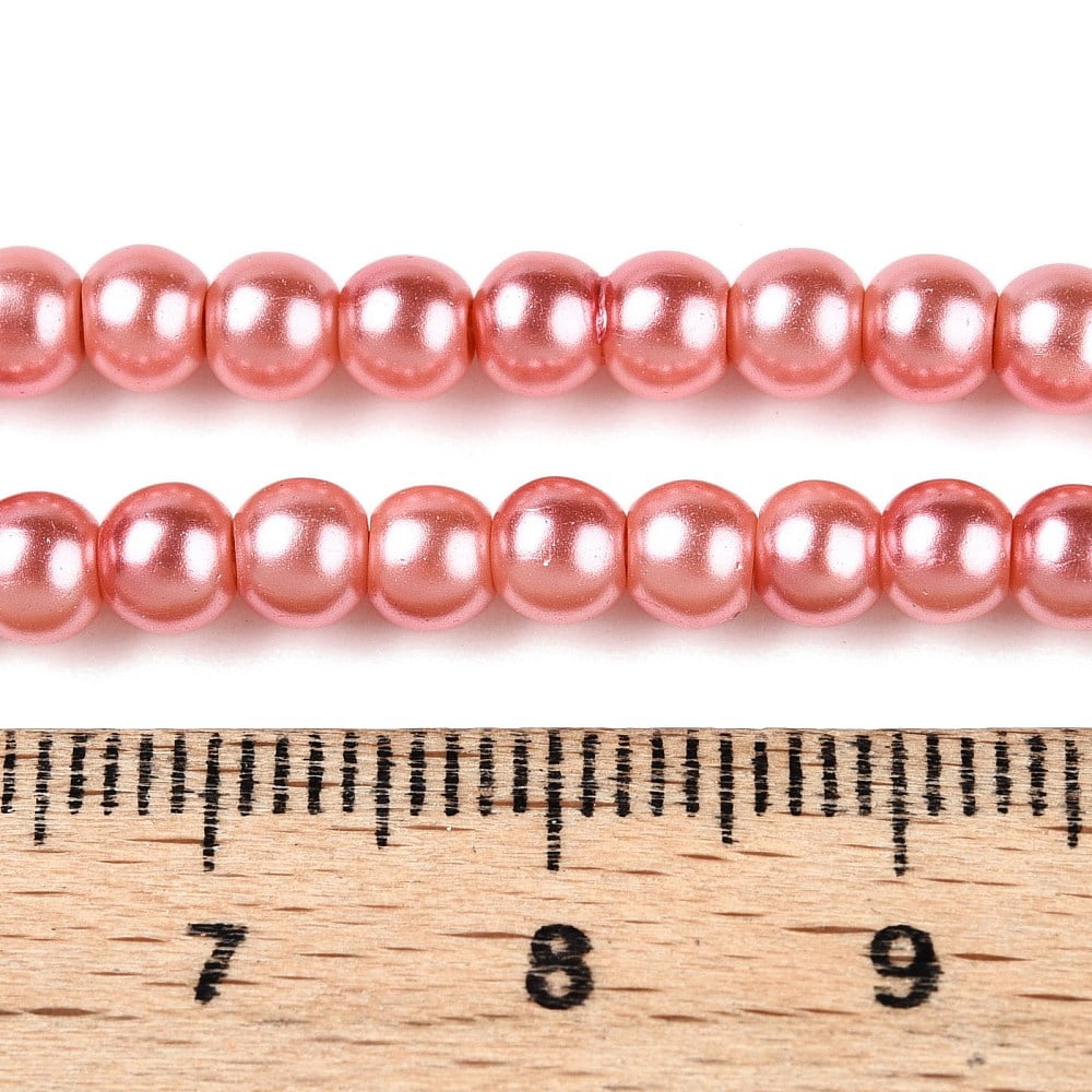 Baking Painted Pearlized Glass Pearl Round Bead Strands Salmon 4~5mm Hole: 1mm about 200~210pcs/strand 31.4 inch
