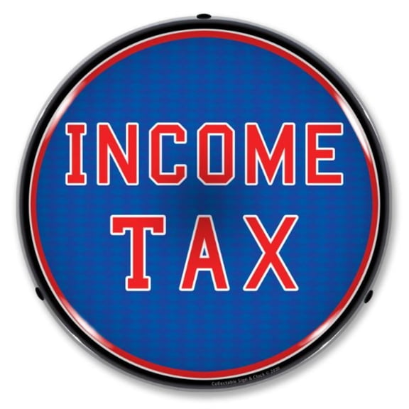 Collectable Sign and Clock Income Tax LED Lighted Premium Sign