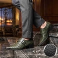 thumbnail image 4 of Men's Croc-Embossed Monk Strap Dress Shoes, Pointed Toe, Block Heel, Studded Casual Loafers Business Dress Shoes, 4 of 6